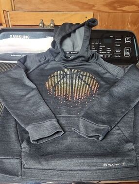 tek gear Dark Gray Hoodie with Gradient Basketball Dot Graphic